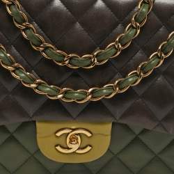 Pre Owned Chanel Tricolor Quilted Leather Jumbo Classic Double Flap Bag