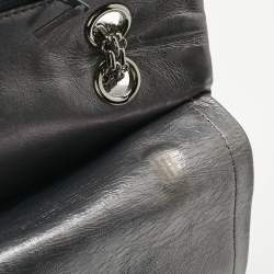 Pre Owned Chanel Metallic Grey Quilted Aged Leather 227 Reissue 2.55 Flap Bag