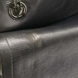 Pre Owned Chanel Metallic Grey Quilted Aged Leather 227 Reissue 2.55 Flap Bag