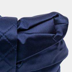Pre Owned Chanel Blue CC Satin Bow Clutch with Chain
