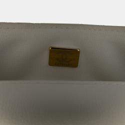 Pre Owned Chanel White Mini Square Classic Lambskin Casino Royale Charms Single Flap