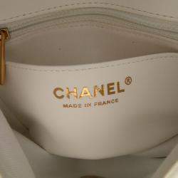 Pre Owned Chanel White Mini Square Classic Lambskin Casino Royale Charms Single Flap