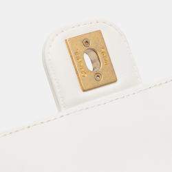 Pre Owned Chanel White Mini Square Classic Lambskin Casino Royale Charms Single Flap