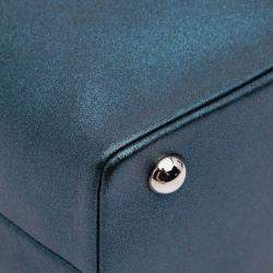 Pre Owned Chanel Blue CC Metallic Calfskin Vanity Case