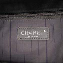 Pre Owned Chanel Black CC Studded Lambskin East West Flap
