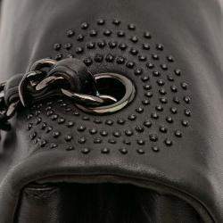 Pre Owned Chanel Black CC Studded Lambskin East West Flap