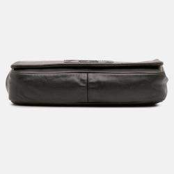 Pre Owned Chanel Black CC Studded Lambskin East West Flap