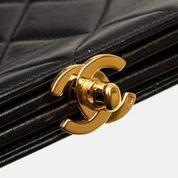 Pre Owned Chanel Black Quilted Lambskin Frame Chain Crossbody