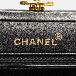 Pre Owned Chanel Black Quilted Lambskin Frame Chain Crossbody