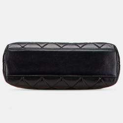 Pre Owned Chanel Black Quilted Lambskin Frame Chain Crossbody