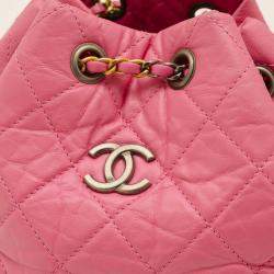 Pre Owned Chanel Gabrielle Pink Leather Chain Backpack