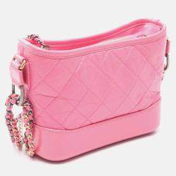 Pre Owned Chanel Gabrielle Small Pink Leather Hobo Bag