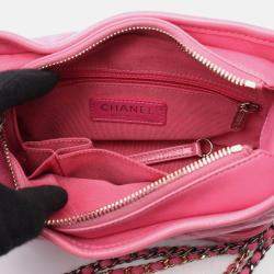 Pre Owned Chanel Gabrielle Small Pink Leather Hobo Bag