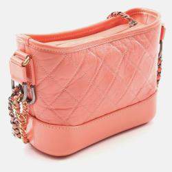 Pre Owned Chanel Gabrielle Small Orange Leather Hobo Shoulder Bag