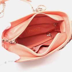 Pre Owned Chanel Gabrielle Small Orange Leather Hobo Shoulder Bag