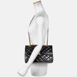 Pre Owned Chanel Paris Double Flap Black Lambskin Shoulder Bag