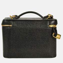 Pre Owned Chanel Vanity Black Caviar Skin Coco Mark Handbag