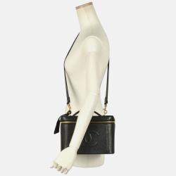 Pre Owned Chanel Vanity Black Caviar Skin Coco Mark Handbag