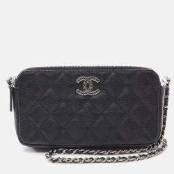 Pre Owned Chanel Matelasse Black Leather Shoulder Bag
