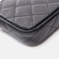 Pre Owned Chanel Matelasse Black Leather Shoulder Bag