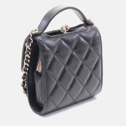Pre Owned Chanel Matelasse Black Leather Shoulder Bag