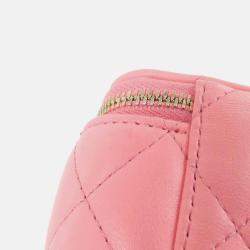 Pre Owned Chanel Pearl Crush Pink Leather Vanity Shoulder Bag