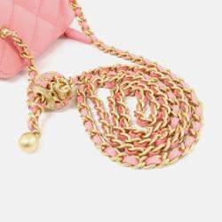 Pre Owned Chanel Pearl Crush Pink Leather Vanity Shoulder Bag
