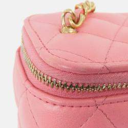 Pre Owned Chanel Pearl Crush Pink Leather Vanity Shoulder Bag