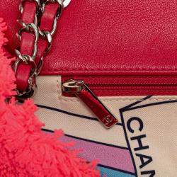 Pre Owned Chanel Pink Pile Fabric Shoulder Bag
