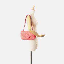 Pre Owned Chanel Pink Pile Fabric Shoulder Bag