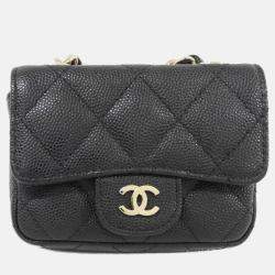 Pre Owned Chanel Timeless Classic Black Leather Waist Bag