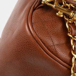 Pre Owned Chanel CC Brown Leather Backpack 