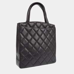 Pre Owned Chanel Black Leather Tote Bag