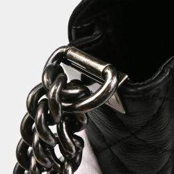 Pre Owned Chanel Boy Reverso Medium Black Leather Shoulder Bag