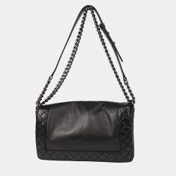 Pre Owned Chanel Boy Reverso Medium Black Leather Shoulder Bag