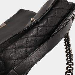 Pre Owned Chanel Boy Reverso Medium Black Leather Shoulder Bag