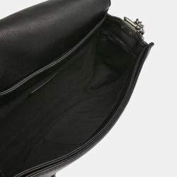 Pre Owned Chanel Boy Reverso Medium Black Leather Shoulder Bag