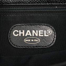 Pre Owned Chanel Black CC Caviar Wood Top Handle Tote