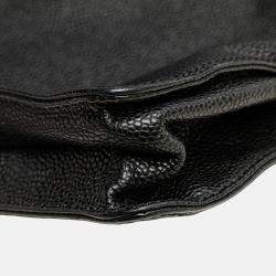 Pre Owned Chanel Black CC Caviar Wood Top Handle Tote