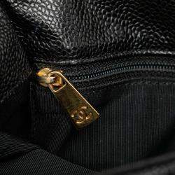 Pre Owned Chanel Black CC Caviar Wood Top Handle Tote