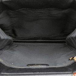 Pre Owned Chanel Black CC Caviar Wood Top Handle Tote