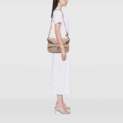 Pre Owned Chanel Brown Medium Quilted Caviar Coco Pleats Messenger Flap