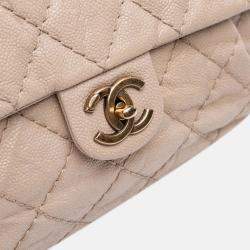Pre Owned Chanel Brown Medium Quilted Caviar Coco Pleats Messenger Flap
