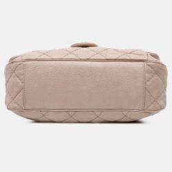 Pre Owned Chanel Brown Medium Quilted Caviar Coco Pleats Messenger Flap