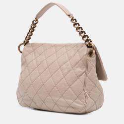 Pre Owned Chanel Brown Medium Quilted Caviar Coco Pleats Messenger Flap