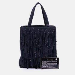 Pre Owned Chanel Purple Mini Suede Studded Fringe Tote
