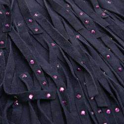 Pre Owned Chanel Purple Mini Suede Studded Fringe Tote