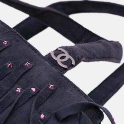 Pre Owned Chanel Purple Mini Suede Studded Fringe Tote