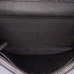 Pre Owned Chanel Black Quilted Metallic Caviar Golden Class Wallet On Chain