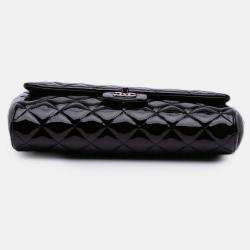 Pre Owned Chanel Black CC Quilted Patent Clutch With Chain